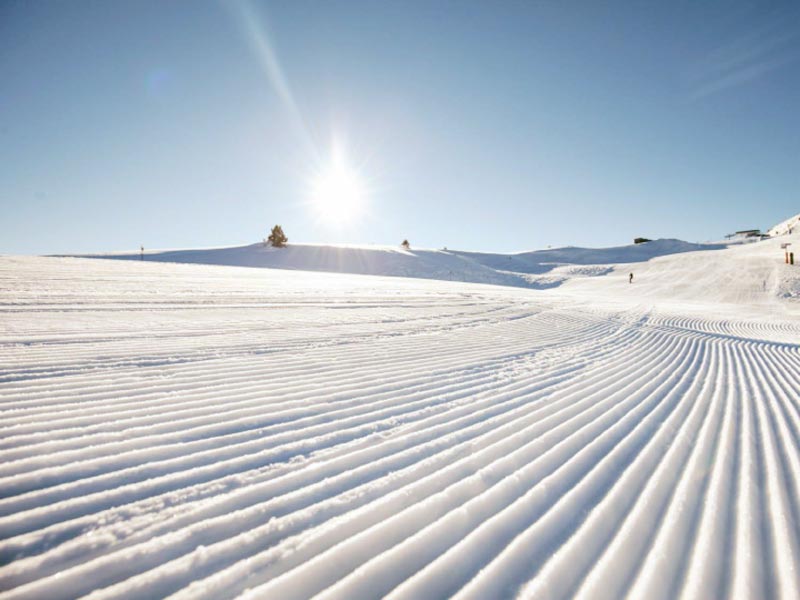 Freshly prepared slope in a ski resort