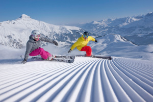 Skigebiet Adelboden-Lenk - perfekte Pisten und 2 Skifahrer